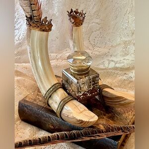 Unique Antique Crystal Inkwell Victorian 1800’s